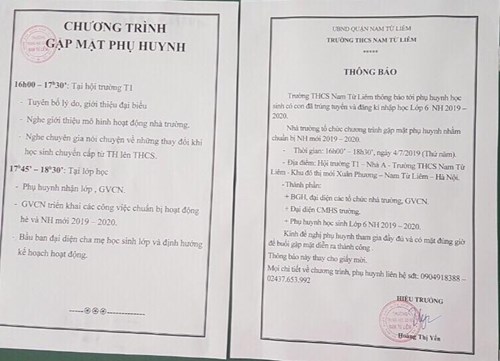 Thông báo chương trình gặp mặt phụ huynh có con đã trúng tuyển và đăng ký nhập học lớp 6 nh 2019 - 2020